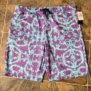 Men's Purple Ornate Print Shorts